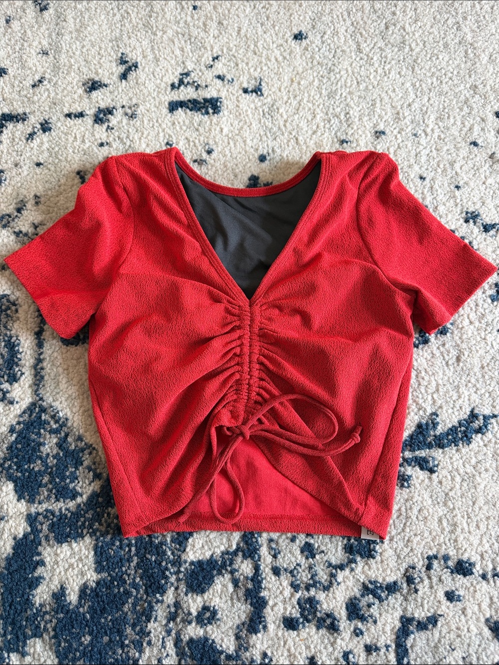 Red Ruched Front Dance Top for Kids - Youth Performance Tee